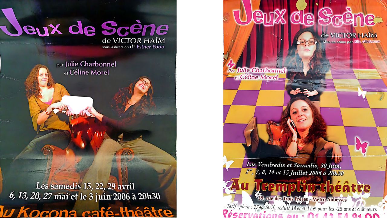 Deux comédiennes de la compagnie théâtrale de Guadeloupe (Céline Morel et Julie Charbonnel, joyeusement engagées dans une scène comique, capturant l'essence de la créativité et de la camaraderie qui caractérisent leur art. L'une semble tenir un objet invisible tandis que l'autre, avec un grand sourire, fait mine de tirer dessus, illustrant la convivialité et l'ingéniosité au cœur de leur pratique théâtrale.